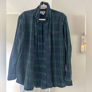 LLBean Green and Blue Plaid Button-Up Shirt